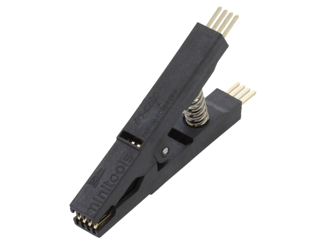 Testclips; zwart; verguld; SO8,SOIC8,SOJ8; 10mm; max.150°C Testclips; zwart; verguld; SO8,SOIC8,SOJ8; 10mm; max.150°C